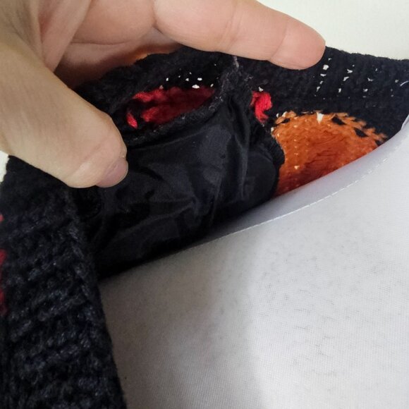 VTG Eagles Eye Lifesavers Rainbow Cardigan M Hand Knit Halloween Artsy Rainbow - Picture 9 of 11